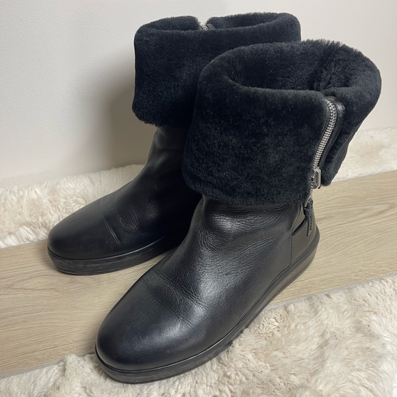 Prada Leather Shearling Winter Boots - Picture 2 of 16